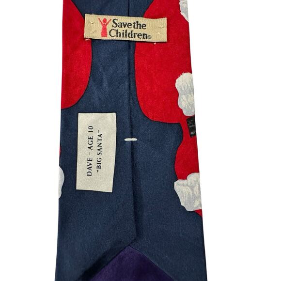 Save The Children Dave Age 10 Big Santa Claus Christmas Novelty Necktie Silk - Picture 5 of 8